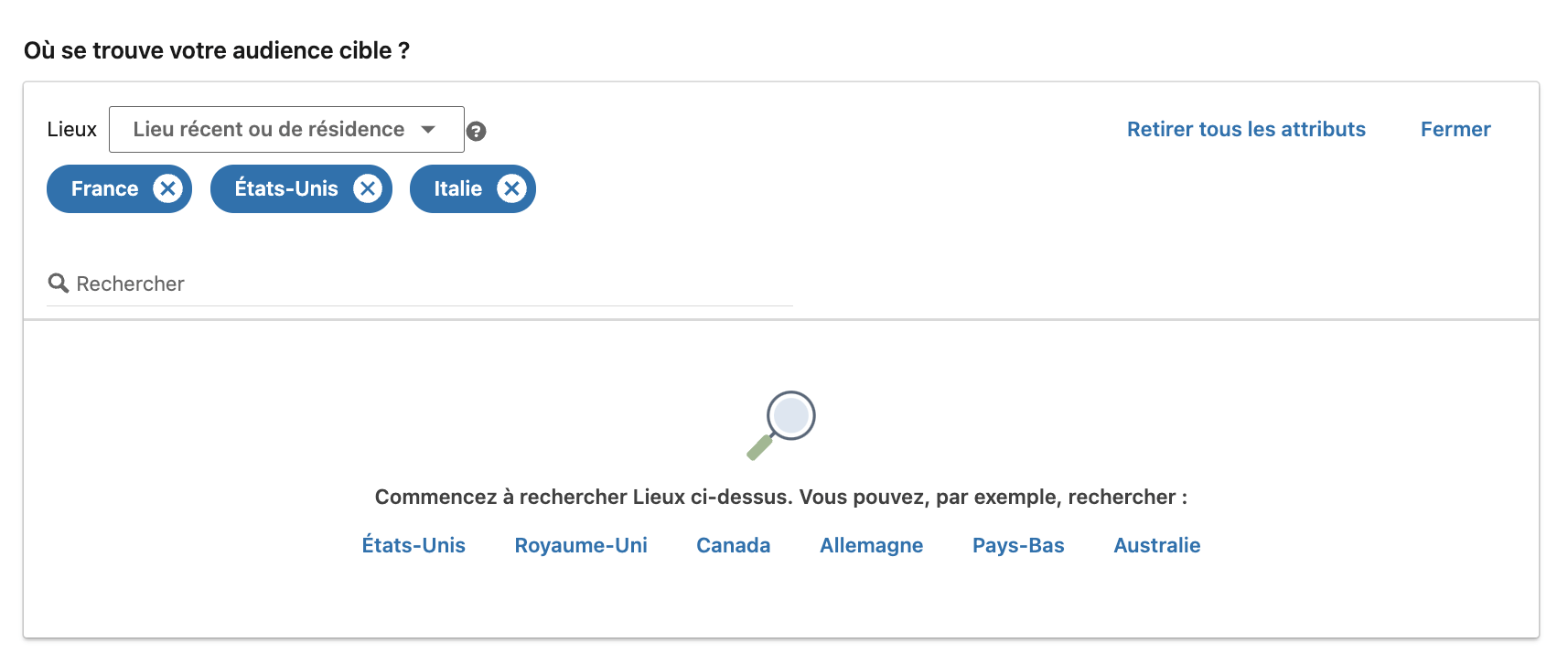 ciblage géographique linkedin